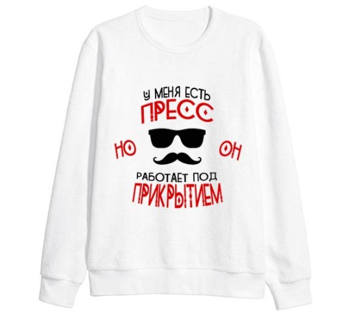 Мужской свитшот с надписью "У меня есть пресс, но он работает под прикрытием"