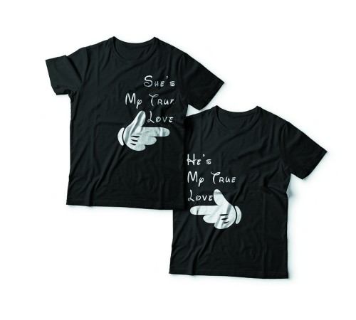 Парные футболки для влюбленных "She's/He's my true love (Она/Он моя настоящая любовь)"