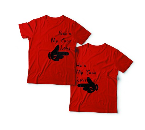 Парные футболки для влюбленных "She's/He's my true love (Она/Он моя настоящая любовь)"