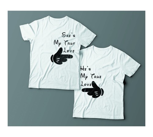 Парные футболки для влюбленных "She's/He's my true love (Она/Он моя настоящая любовь)"