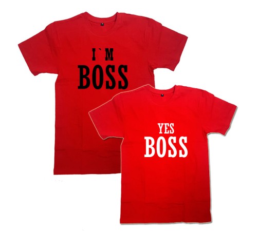 Парные футболки с надписью "I'm Boss&Yes Boss"